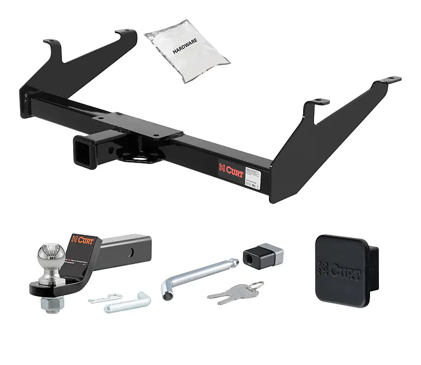 02 - 02 Dodge Ram 1500 6' bed only (built before 11/02) 2in. CURT Trailer Hitch + Ball Mount + Cover + Lock Kit HWA721