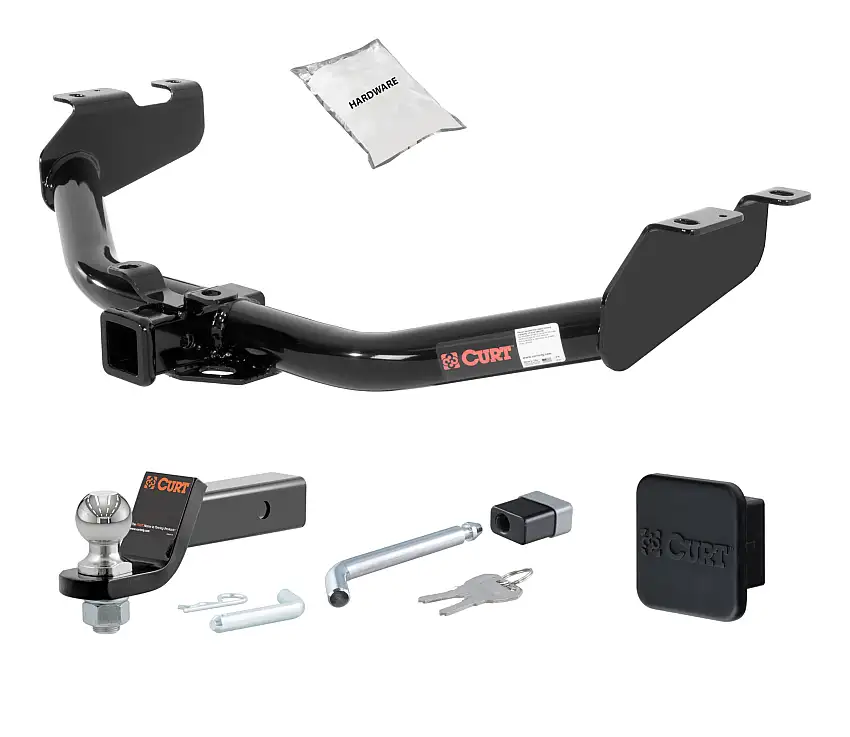 01 - 06 GMC Sierra 1500 HD Excluding 10" drop bumper, roll pan bumper or Tommy Gate lift 2in. CURT Trailer Hitch + Ball Mount + Cover + Lock Kit HWA1160
