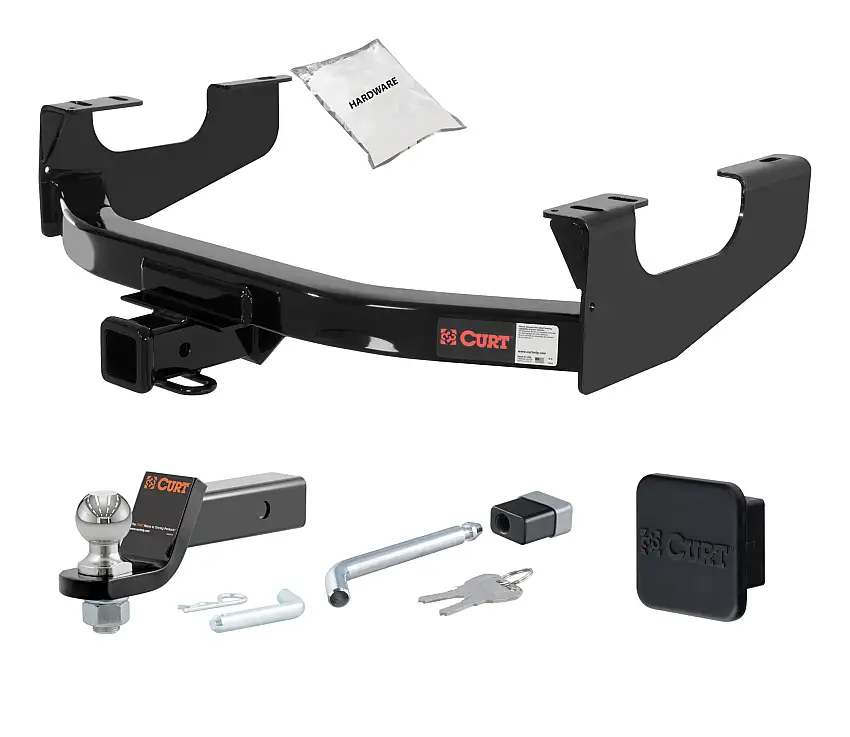 97 - 99 Ford F-250LD New body 2in. CURT Trailer Hitch + Ball Mount + Cover + Lock Kit HWA881