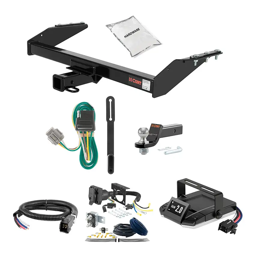 03-04 Nissan Frontier Long bed 2 CURT Trailer Hitch + Assure Proportional Brake Controller Kit HBCW2017