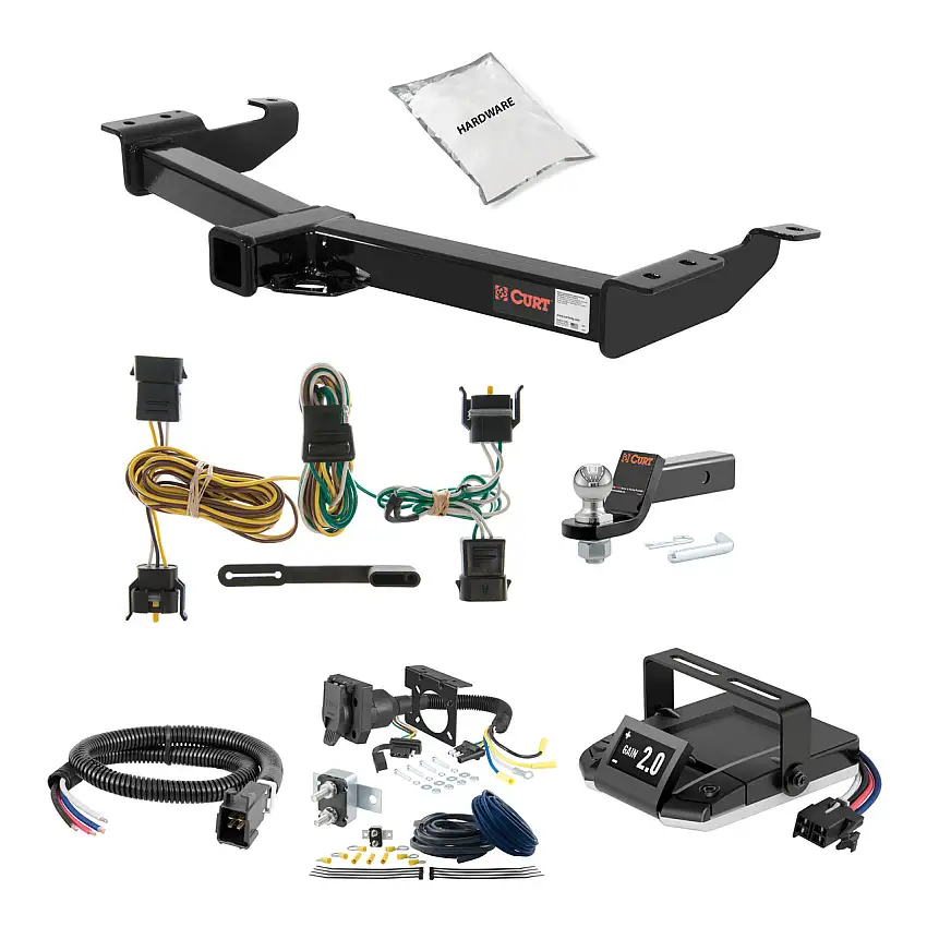 00-14 Ford E-150 2 CURT Trailer Hitch + Assure Proportional Brake Controller Kit HBCW800