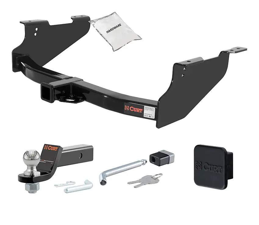 03 - 08 Dodge Ram 1500 Will not fit with factory receiver (built in or after 11/02) 2in. CURT Trailer Hitch + Ball Mount + Cover + Lock Kit HWA716