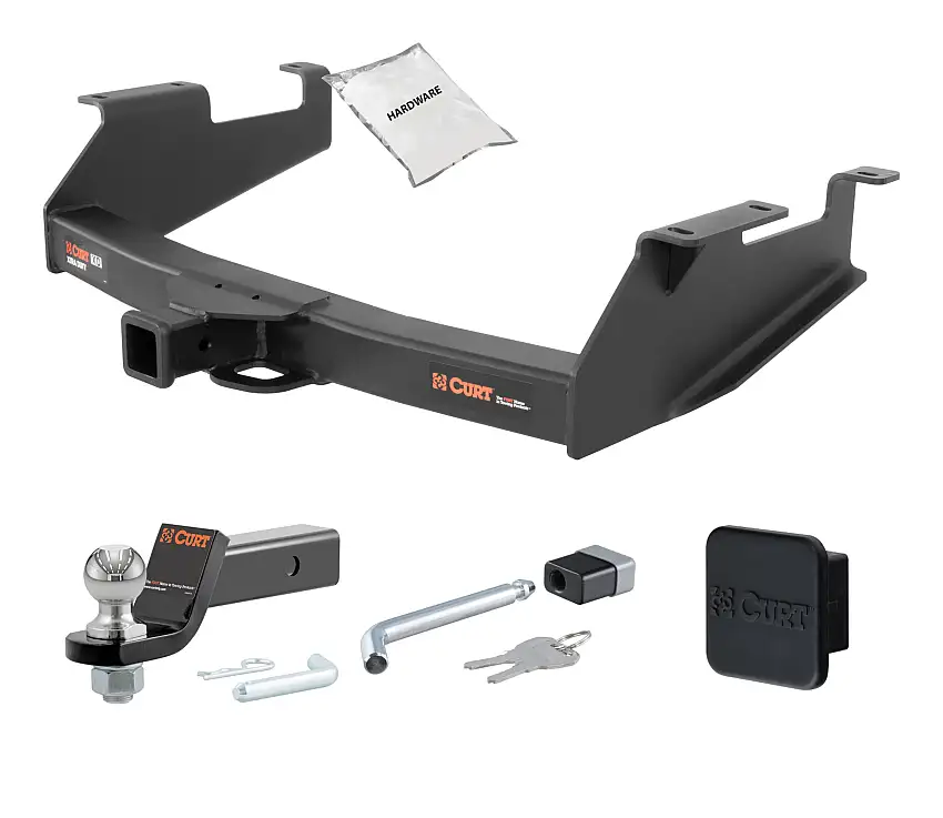 01 - 06 Chevrolet Silverado 3500 8' bed, with 10" drop bumper 2in. CURT Trailer Hitch + Ball Mount + Cover + Lock Kit HWA530