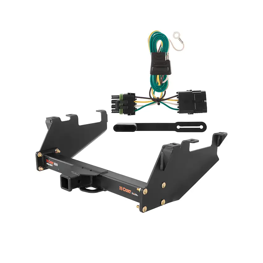 88 - 00 GMC K2500 With 10" step bumper Curt 2", Class 5 Trailer Tow Hitch + 4-flat Wiring Kit 15317