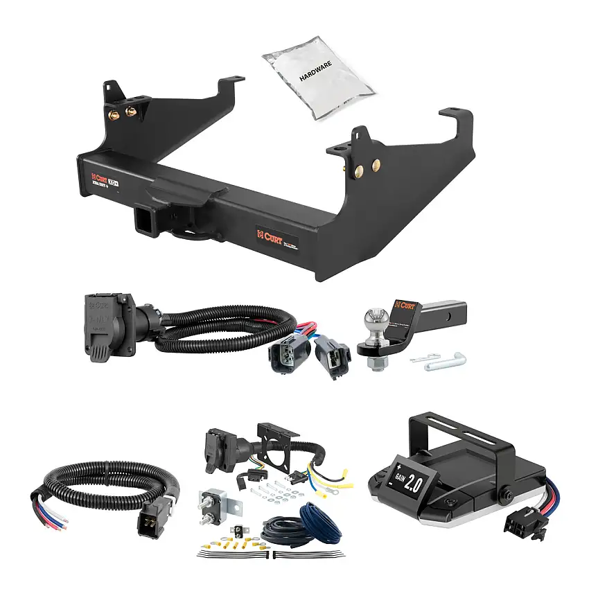 00-24 Ford F-650 Cab & chassis with 34" frame width (O.D.) 2 CURT Trailer Hitch + Assure Proportional Brake Controller Kit HBCW924