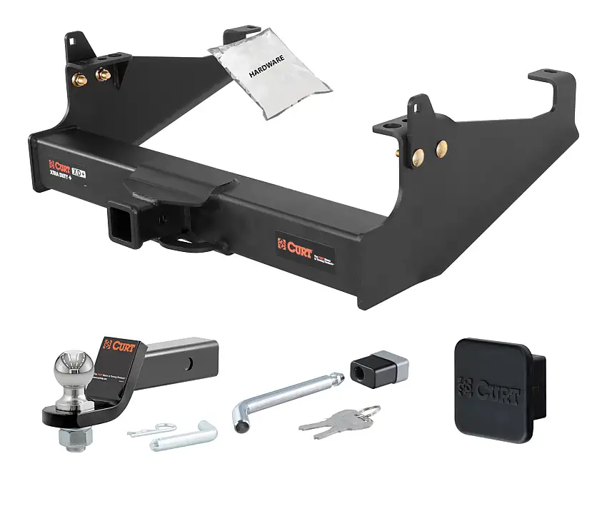 00 - 24 Ford F-650 Cab & chassis with 34" frame width (O.D.) 2in. CURT Trailer Hitch + Ball Mount + Cover + Lock Kit HWA925