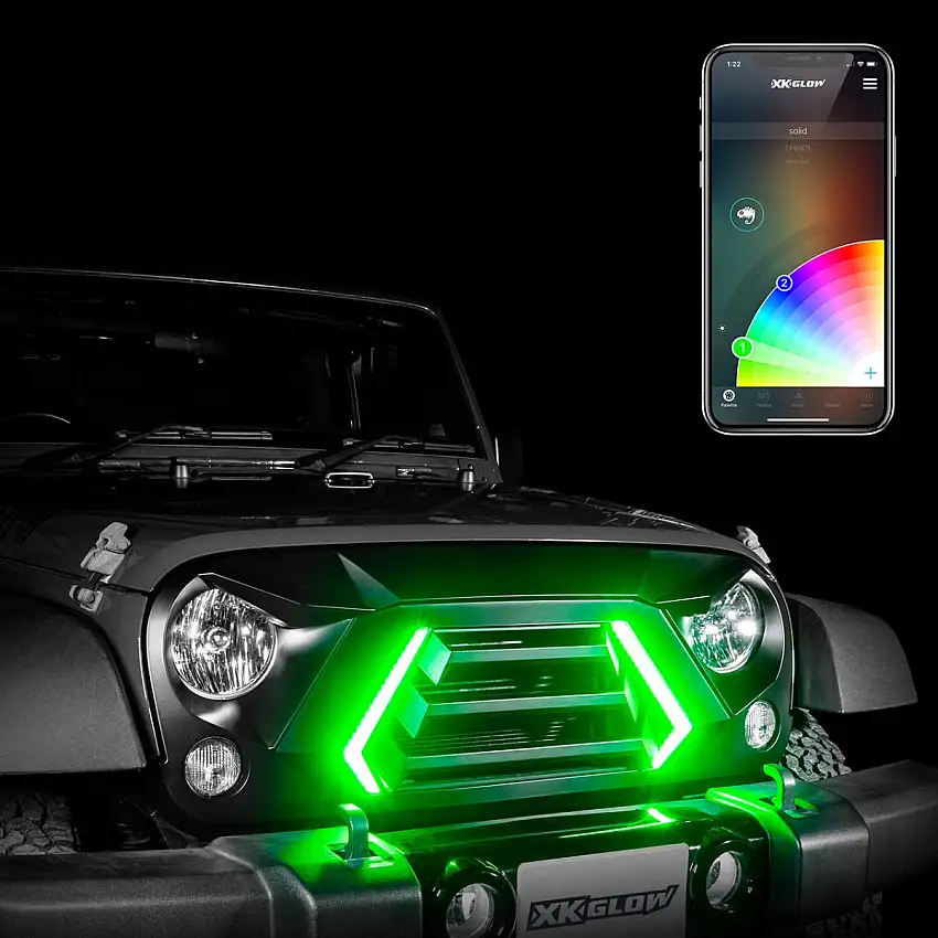 XK Glow XKchrome LED Grill Kit with DRL Sequential Turn for 07-18 Jeep Wrangler JK, JKU XK-GRILL-JK1