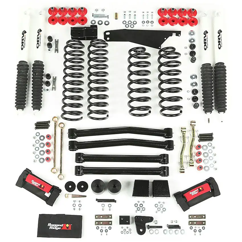 Rugged Ridge 18415.60 4 Inch Lift Kit with Shocks; 07-17 Jeep Wrangler JK