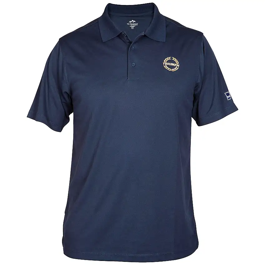 Triumph Wreath Navy Embroidered Performance Polo