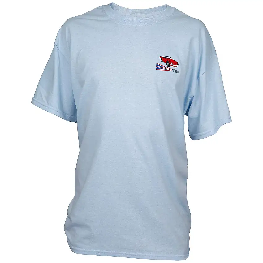 Light Blue Embroidered Triumph TR6 T-Shirts
