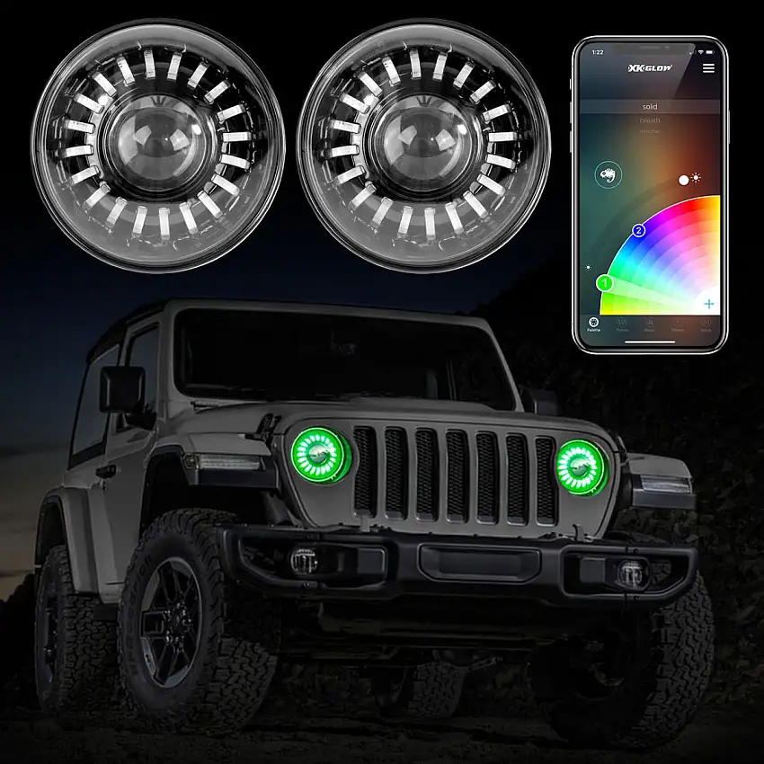 XK Glow 7" LED Headlight Kit for 18+ Jeep Wrangler JL, JLU & 20+ Gladiator JT XK-7IN-JP-KIT-JL