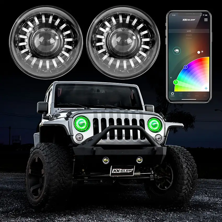 XK Glow 7" LED Headlight Kit for 97-18 Jeep Wrangler TJ & JK XK-7IN-JP-KIT