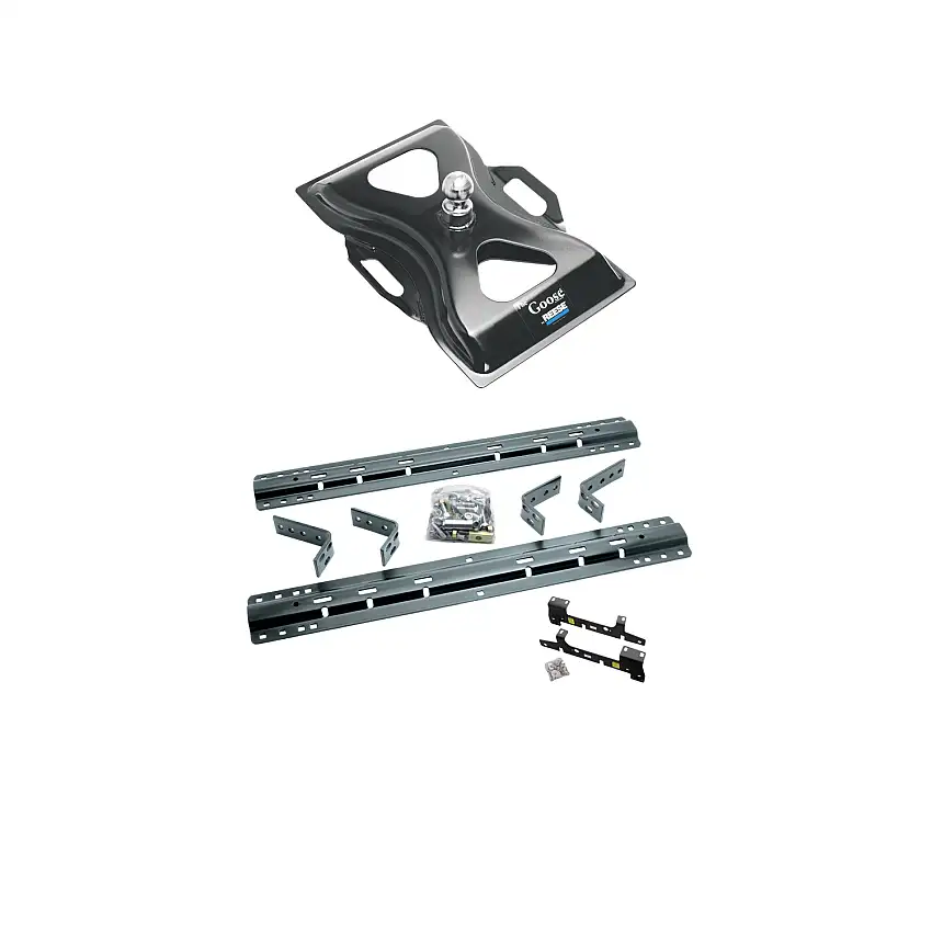 1997-1999 Ford F-250 Styleside Reese The Goose 25K Fifth Wheel Gooseneck Plate w/ Universal Rail Kit & Custom Fit Brackets