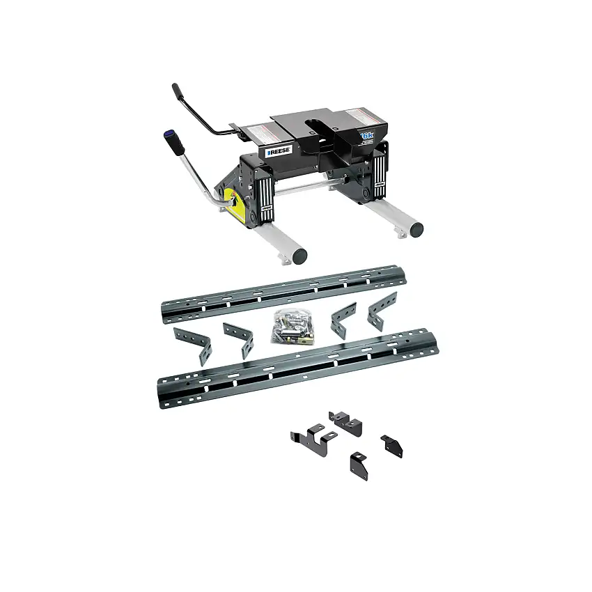 2015-2018 RAM 2500 Reese 16K Slider Fifth Wheel Hitch, Dual Jaw, Complete System, Round Tube Slider (Includes Rails & Custom Fit Brackets)