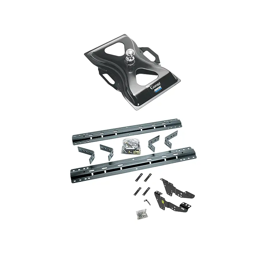 1999-2002 Chevrolet Silverado 1500 Reese The Goose 25K Fifth Wheel Gooseneck Plate w/ Universal Rail Kit & Custom Fit Brackets