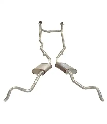 EXHAUST SYSTEM-ALUMINIZED-OVAL MUFFLER-WITH CROSSOVER-2.5 INCH MANIFOLD-62 (#321564)