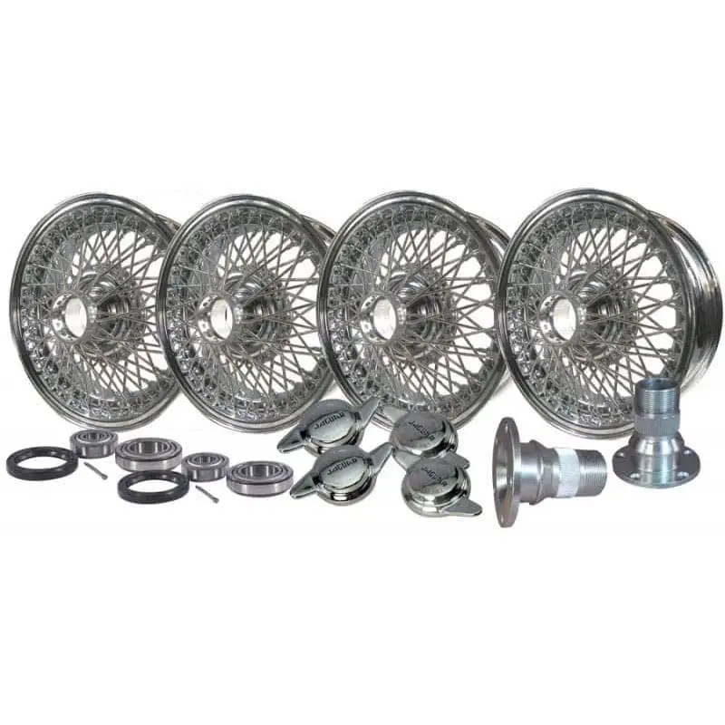 Complete Wire Wheel Set, 15" X 5", Chrome 308099