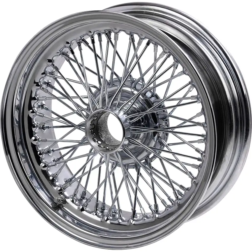 Set of 4 Wire Wheels, Chrome, 15"x5.5", 70 Spoke, Centerlaced, Tubeless Type, TR250 Heavy Duty, TR6 Upgrade