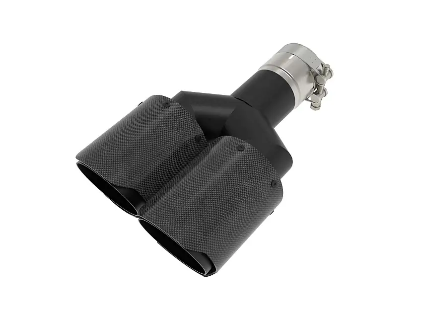AFE 49T25480-C122 Takeda 304 Stainless Steel Clamp-on Exhaust Tip Carbon Fiber