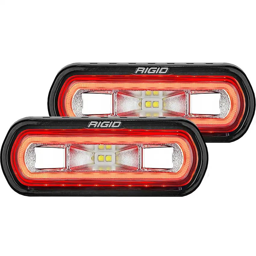 RIGID Industries 53122 SR-L SERIES OFF-ROAD SPREADER POD 3 WIRE SURFACE MOUNT WITH RED HALO ; PAIR