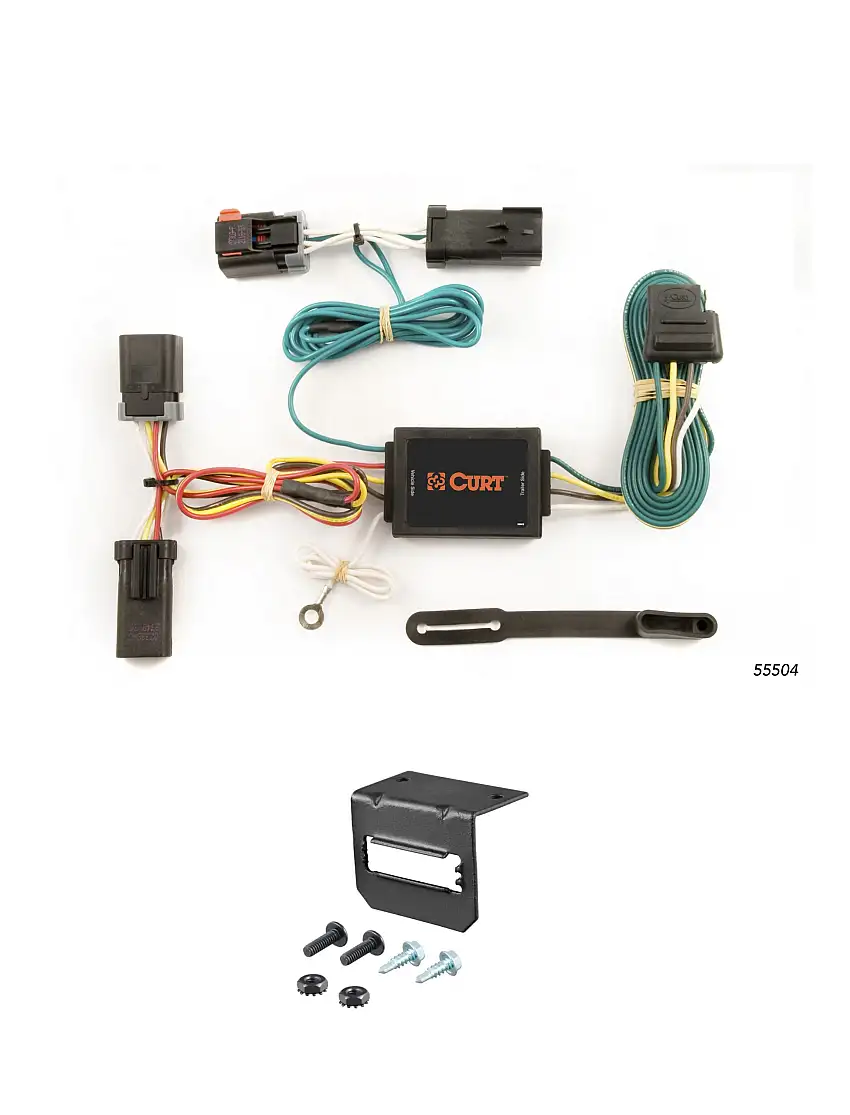 02-05 Dodge Ram 1500 Excluding factory receiver CURT 4-flat Plug and Play Trailer Wiring
