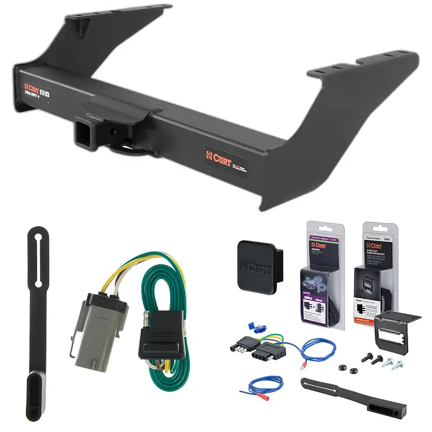 99 - 01 Ford F-350 Super Duty Excluding cab & chassis Curt 2" Class 5 Trailer Tow Hitch + 5-Flat Wiring Kit Tow Boat/Utility Trailer with Surge Brakes 15410