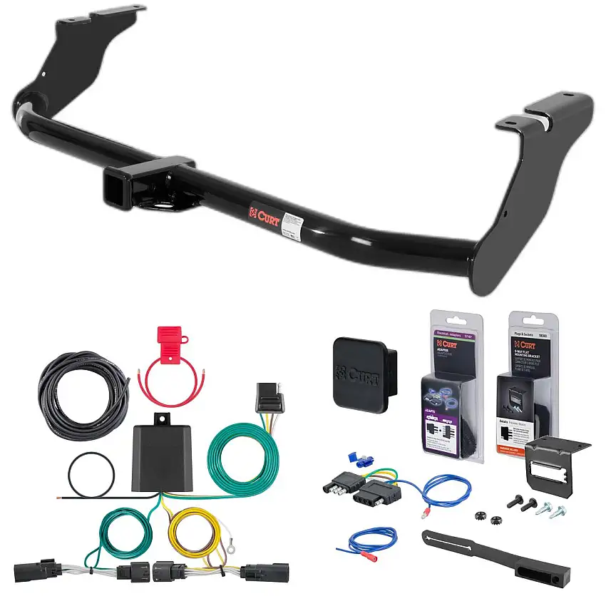 09 - 19 Ford Flex Without dual exhaust Curt 2" Class 3 Trailer Tow Hitch + 5-Flat Wiring Kit Tow Boat/Utility Trailer with Surge Brakes 13551