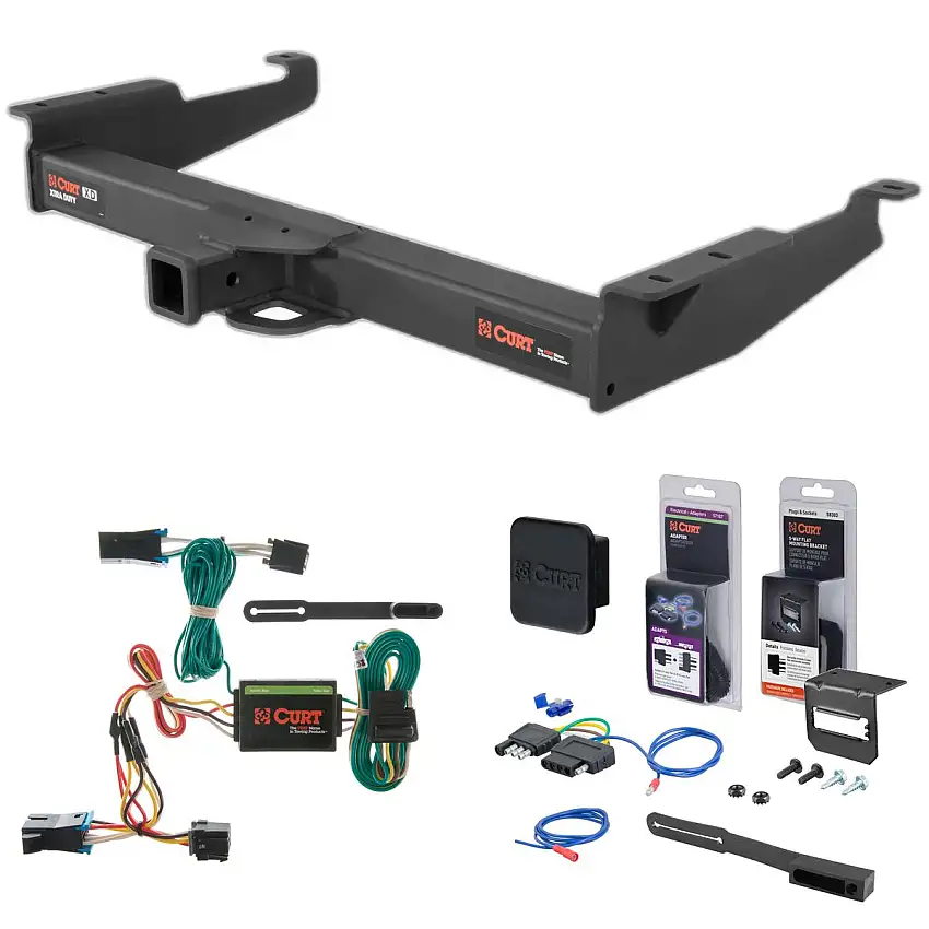96 - 99 GMC Savana 2500 Curt 2" Class 5 Trailer Tow Hitch + 5-Flat Wiring Kit Tow Boat/Utility Trailer with Surge Brakes 15320