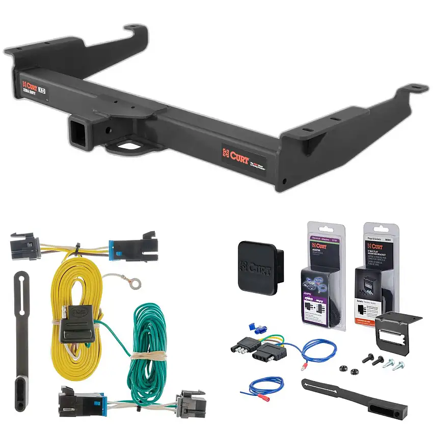 03 - 24 GMC Savana 3500 Excluding cutaway models Curt 2" Class 5 Trailer Tow Hitch + 5-Flat Wiring Kit Tow Boat/Utility Trailer with Surge Brakes 15320