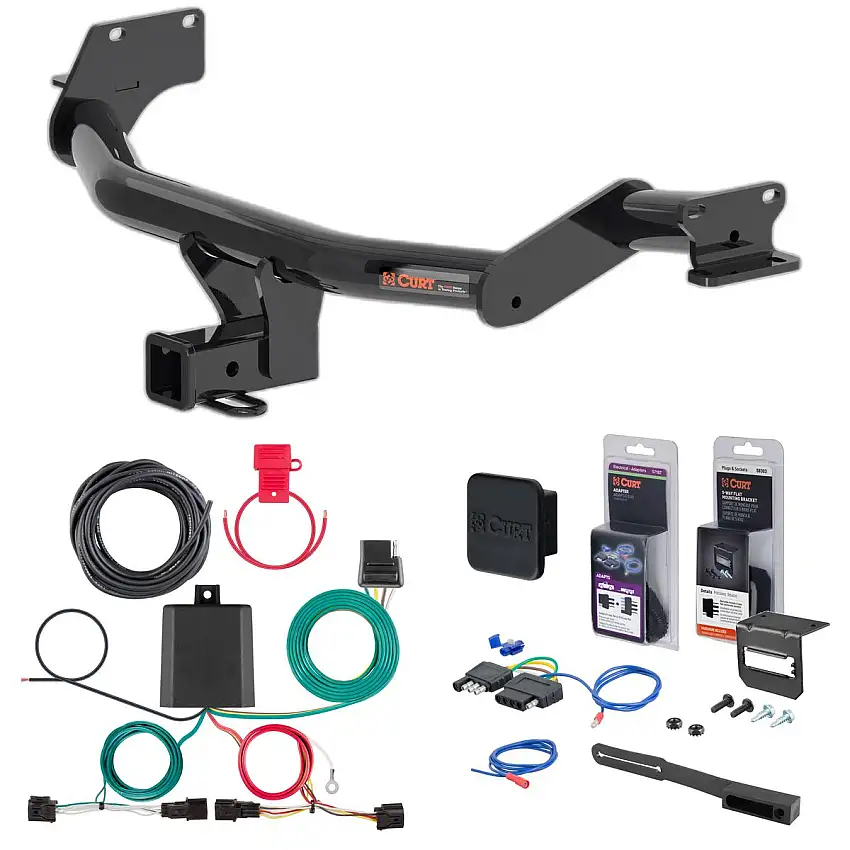 23 - 24 Hyundai Palisade Curt 2" Class 3 Trailer Tow Hitch + 5-Flat Wiring Kit Tow Boat/Utility Trailer with Surge Brakes 13427-1