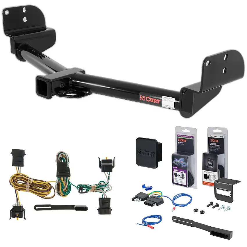 02 - 03 Mercury Mountaineer Fits beneath factory 1-1/4" receiver Curt 2" Class 3 Trailer Tow Hitch + 5-Flat Wiring Kit Tow Boat/Utility Trailer with Surge Brakes 13550