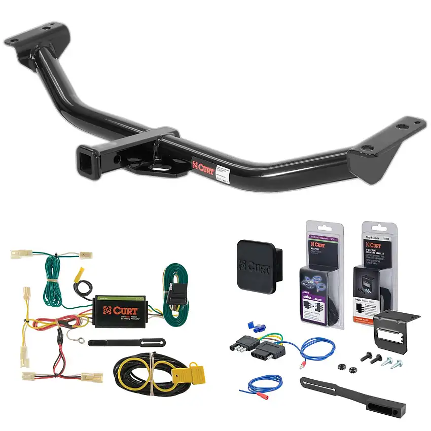 03 - 08 Pontiac Vibe Excluding GT Curt 1-1/4" Class 2 Trailer Tow Hitch + 5-Flat Wiring Kit Tow Boat/Utility Trailer with Surge Brakes 12234