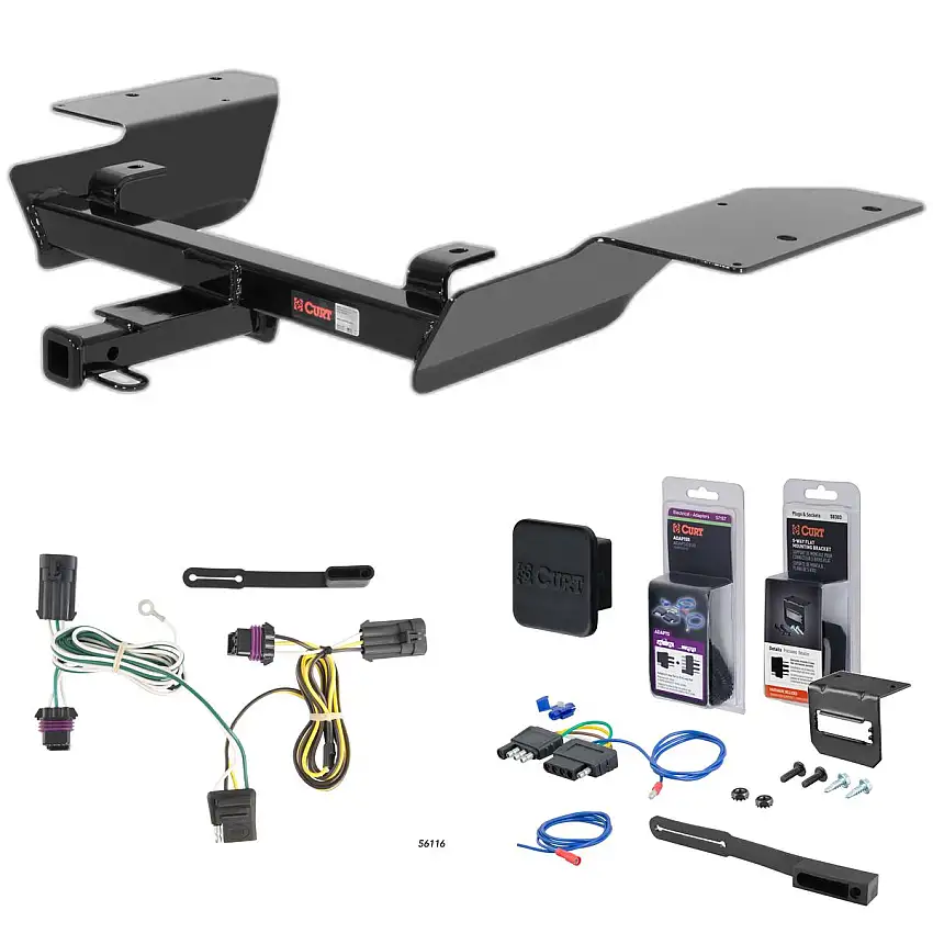 00 - 05 Chevrolet Impala Curt 1-1/4" Class 2 Trailer Tow Hitch + 5-Flat Wiring Kit Tow Boat/Utility Trailer with Surge Brakes 12252