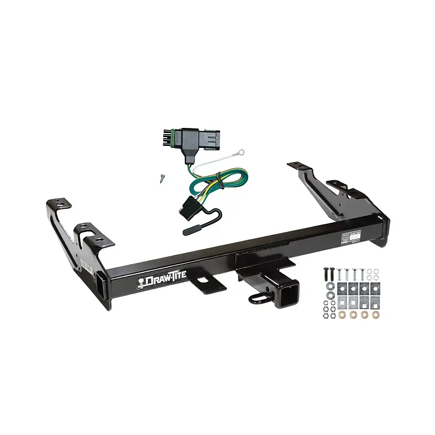1988-2000 GMC K2500 Draw-tite Class 3 Trailer Hitch, 2 Inch Square Receiver Bundle w/ Plug-n-Play T-One Wiring Harness 75099