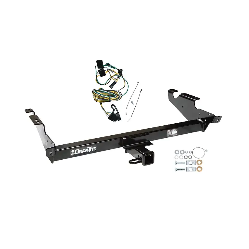 1987-1995 GMC G3500 Draw-tite Class 3 Trailer Hitch, 2 Inch Square Receiver Bundle w/ Plug-n-Play T-One Wiring Harness 75121