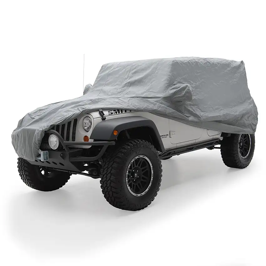 SmittyBilt Complete Jeep Cover With Storage Bag, Lock & Cable For In Grey 2007-18 Jeep Wrangler JK Unlimited 4 Door 835