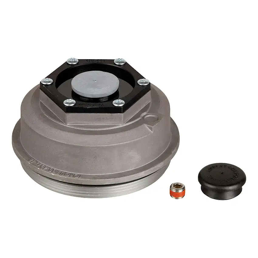 CURT 85373829 Threaded Dust Cap with Rubber Plug, O-Ring, 4" Diameter, 10,000-16,000-lb. Axles