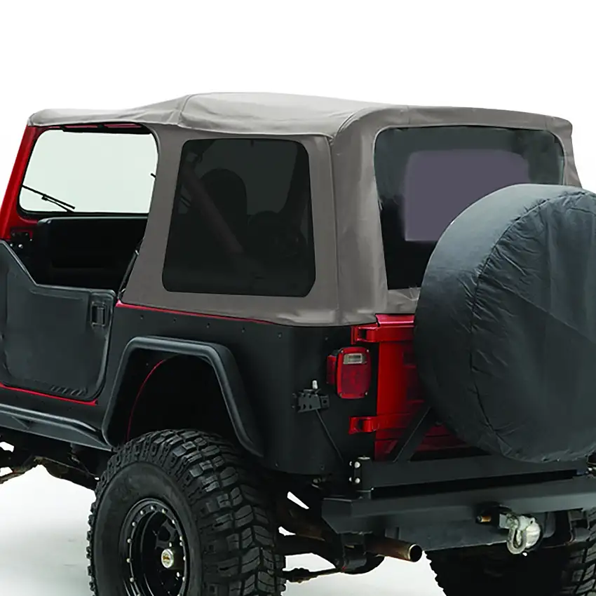SmittyBilt OE Style Replacement Top With Half Door Uppers & Tinted Windows Skins In Grey Denim For 1988-95 Jeep Wrangler YJ With Half Doors Only 9870211