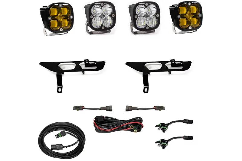 2021-2023 Ford F150 with OEM DRLs Baja Designs Amber SAE & Squadron Sport LED For Bucket Light Kit | 447869