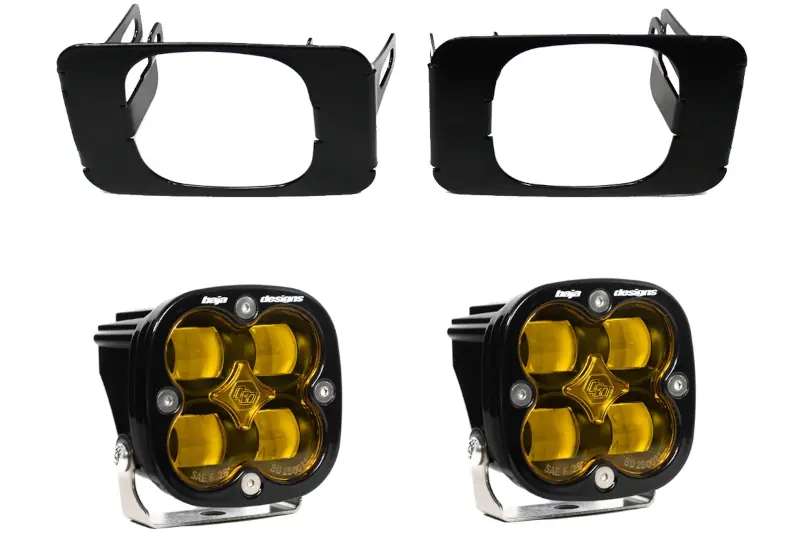 2015-2020 Ford F150 & 2017-2019 Super Duty Baja Designs Squadron Amber SAE-Compliant LED Light Fog Kit (Includes Mounts) | 447718