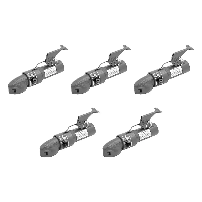BULLDOG (5-Pack) Collar-Lok Straight Coupler, 2 Inch Diameter, High Profile Latch, 5,000 lbs. Capacity, 1-3/4 Inch I.D. Round Channel, Gray