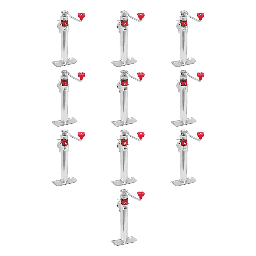 BULLDOG (10-Pack) Round Trailer Jack, Side Mount, 2,000 lbs. Lift Capacity, Topwind, Weld-On, Zinc Finish, 10 Inch Travel