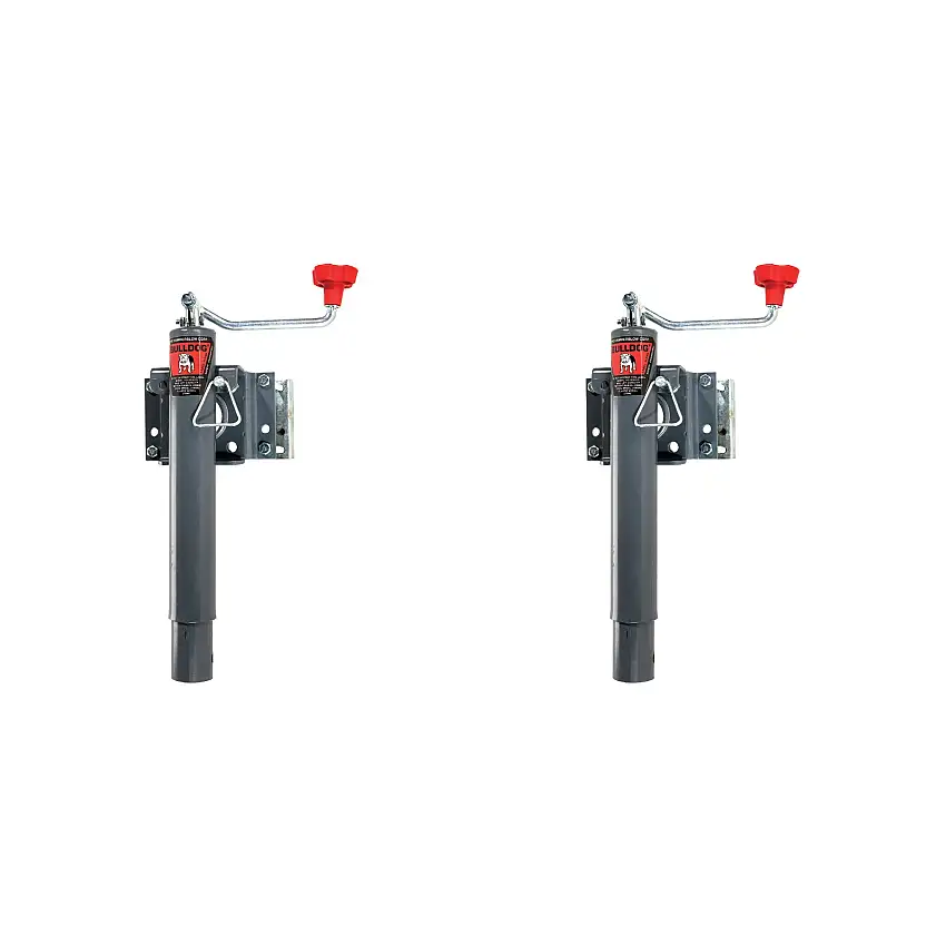 BULLDOG (2-Pack) Round Trailer Jack, Side Mount, 2,000 lbs. Lift Capacity, Topwind, Bolt-On, 10 Inch Travel