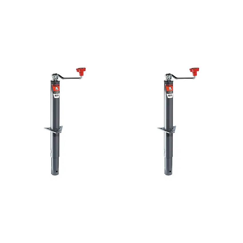 BULLDOG (2-Pack) Round Trailer Jack, A-Frame, 2,000 lbs. Lift Capacity, Topwind, Bolt-On, 15 Inch Travel, 12 Inch Clearance