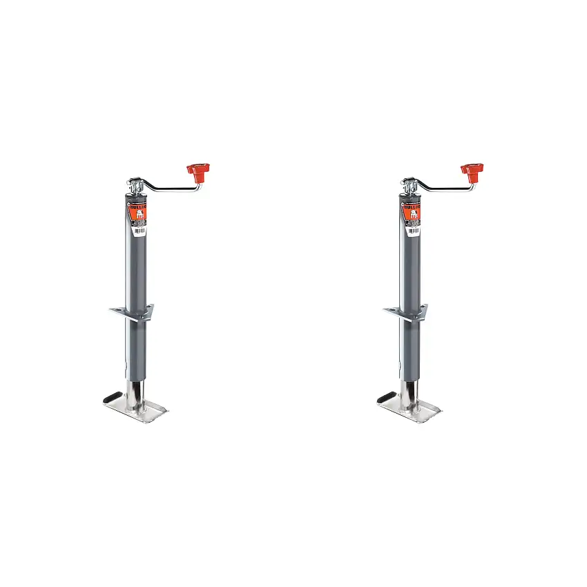 BULLDOG (2-Pack) Round Trailer Jack, A-Frame, 2,000 lbs. Lift Capacity, Topwind, Bolt-On, 15 Inch Travel, Disc Foot Inc.