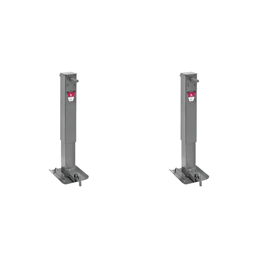 BULLDOG (2-Pack) HD Square Trailer Jack, 12,000 lbs. Support Capacity, Sidewind, 12-1/2 Inch Travel, Non-Spring Return, Drop Leg Pull Pin to the Side, No Handle