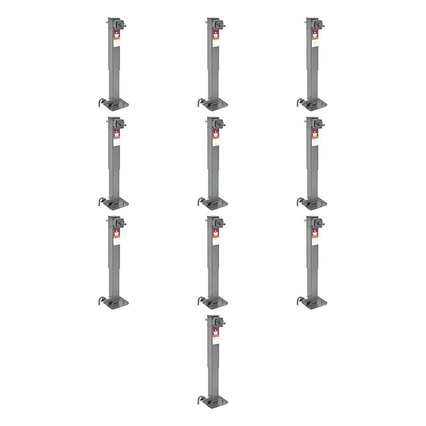 BULLDOG (10-Pack) Two-Speed Square Trailer Jack, 12,000 lbs. Lift Capacity, Sidewind, 12-1/2 Inch Travel, Non Spring Return, Pull Pin to the Front