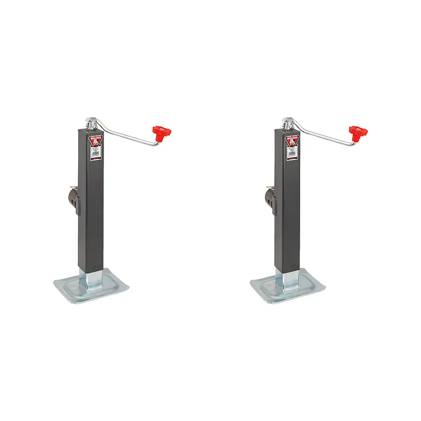 BULLDOG (2-Pack) Square Trailer Jack, Side Mount, 8,000 lbs. Support Capacity, Topwind, Weld-On, Fixed Leg, 15 Inch Travel