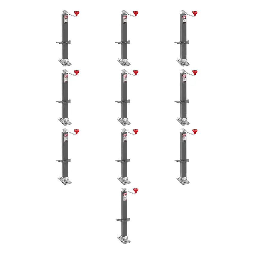 BULLDOG (10-Pack) Square Trailer Jack, A-Frame, 5,000 lbs. Support Capacity, Topwind, Bolt-On, 15 Inch Travel
