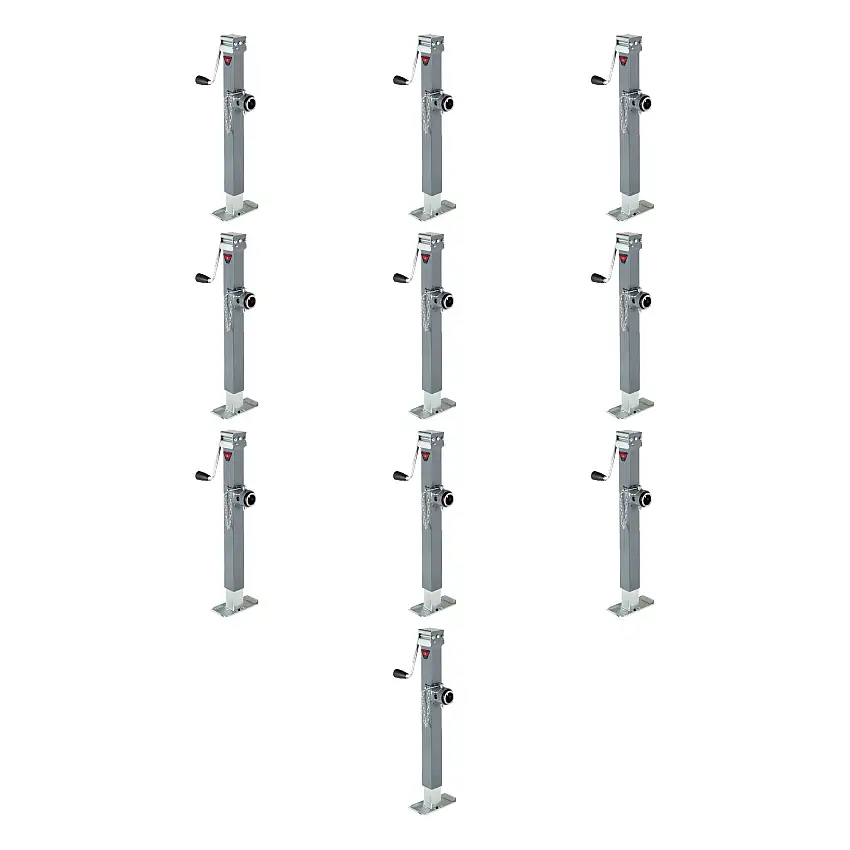 BULLDOG (10-Pack) Square Trailer Jack, Side Mount, 5,000 lbs. Support Capacity, Sidewind, Weld-On, Round Tubular Swivel, 15 Inch Travel